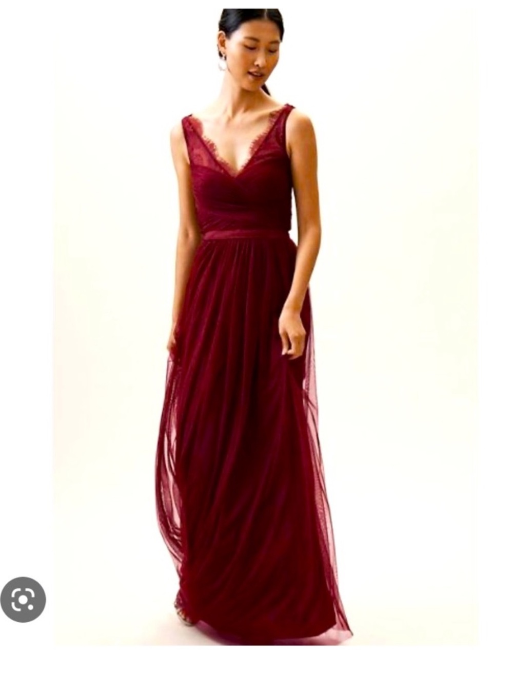 BHLDN size 2 maroon / cranberry floor length dress. Worn once.